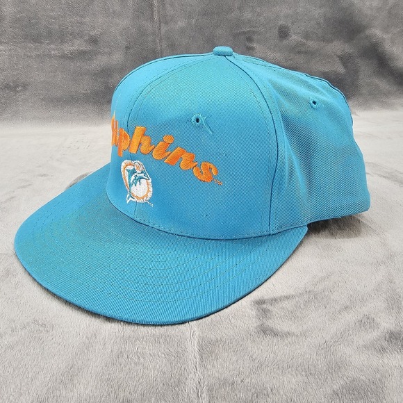 Vintage Miami Dolphins Hat AJD Snapback Teal Orange Team NFL Cotton Cap 90s - Picture 2 of 10